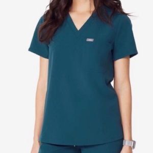 Figs Catarina One Pocket Scrub Top Caribbean Blue